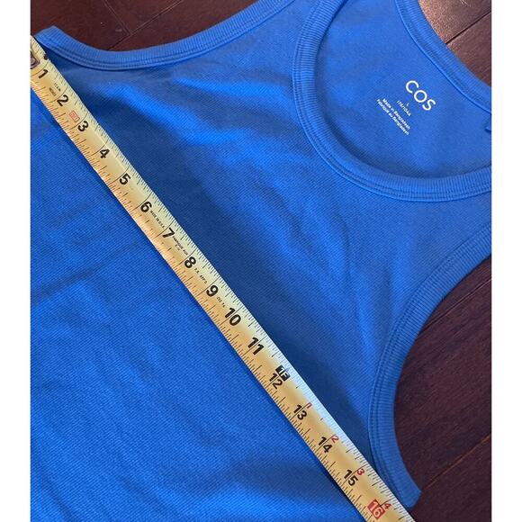 COS Tube Maxi Dress Large Blue Sleeveless Bodycon Fitted Stretch Round Neck NEW - Picture 3 of 4